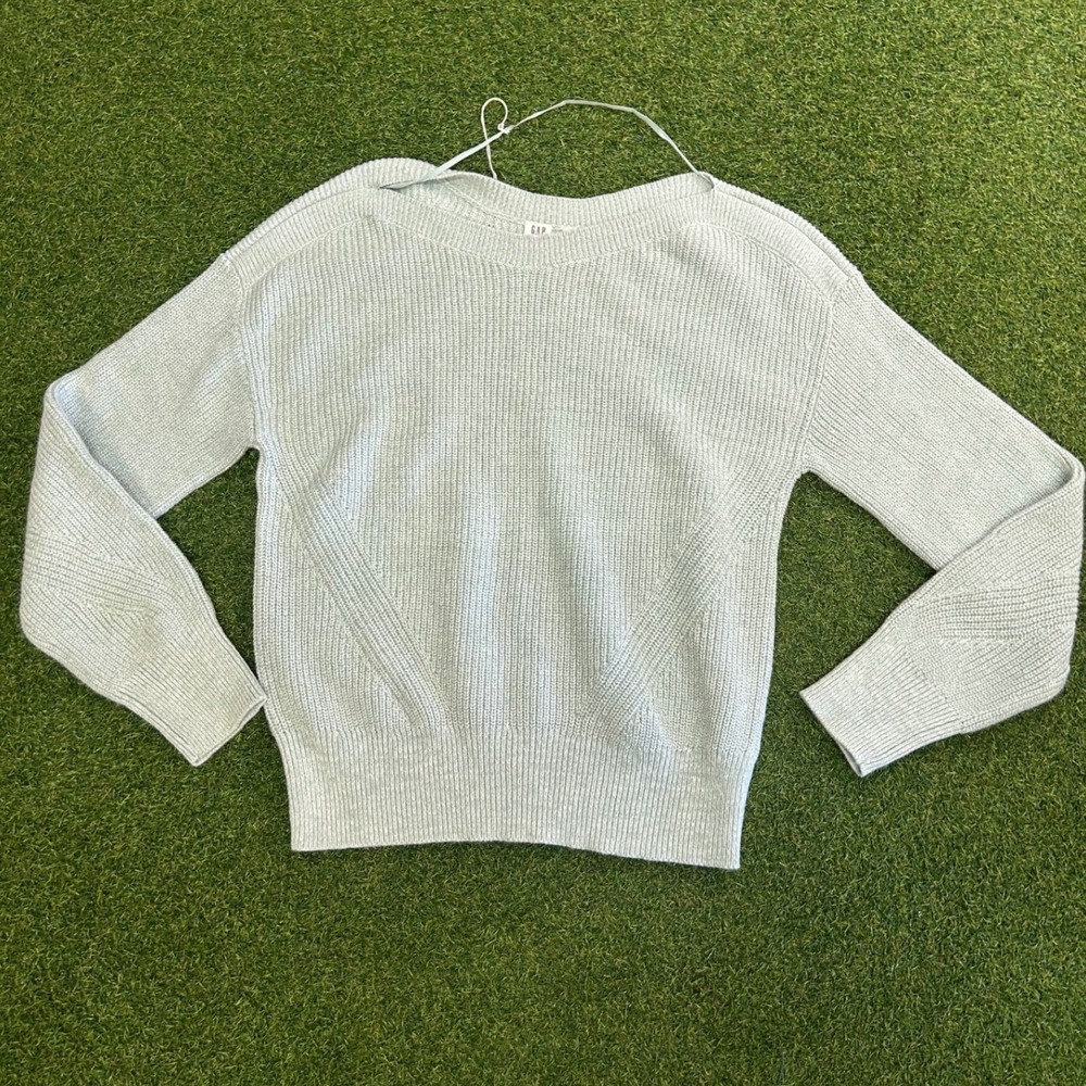 Gap For Good Ribbed Knit Sweater Mint Green Crew Neck Long Sleeve Pullover
